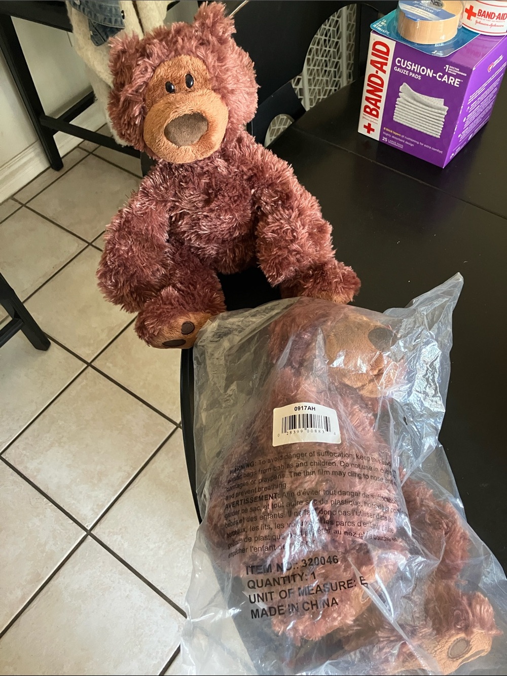 AND Plush Dark Brown Teddy Bear with Tan Face